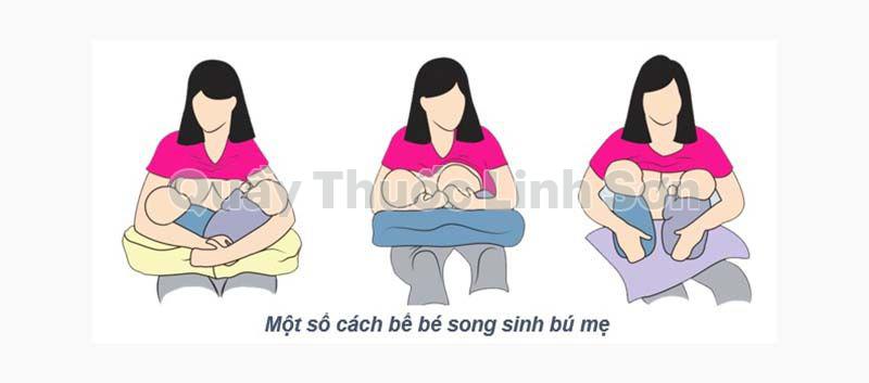 tư thế cho bú song sinh 2