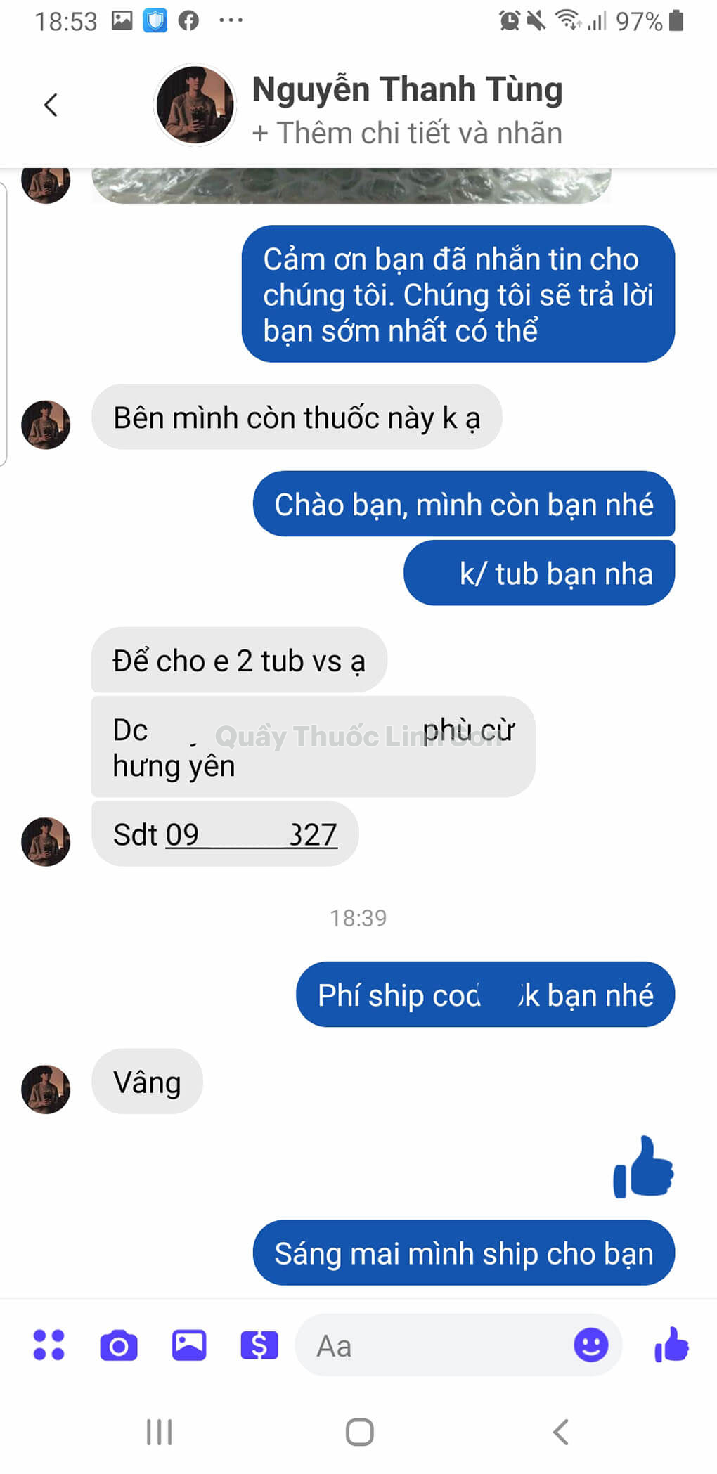 Bạn Tùng ở Hưng Yên mua 2 Tuýp Hepgentex