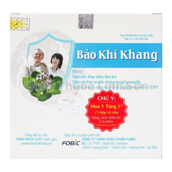 Bảo Khí Khang - Viên Uống Giảm Ho, Khó Thở hộp 120 viên