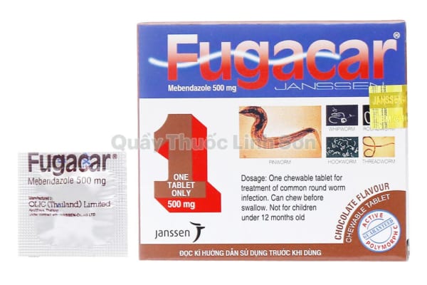Thuốc tẩy giun Fugarcar 500mg vị Chocolate hộp 1 viên