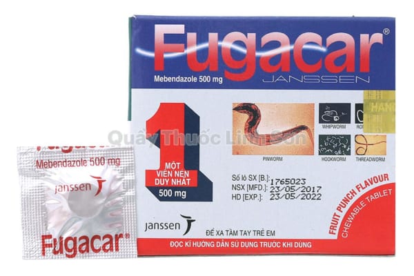 Thuốc tẩy giun Fugarcar 500mg vị trái cây hộp 1 viên