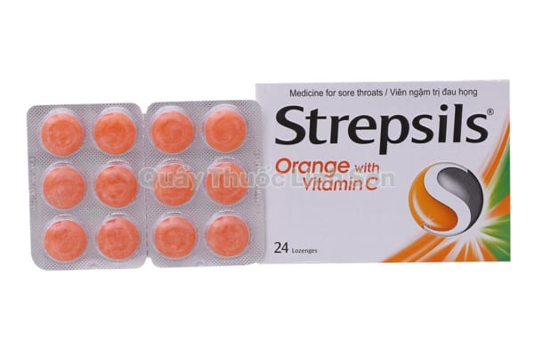 Strepsils Orange With Vitamin C - Viên ngậm trị đau họng 24 viên