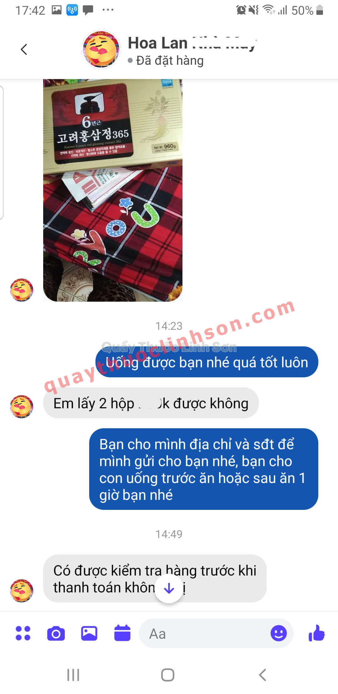 Bạn Hoa ở Yên Bái mua 2 hộp men Dr Bio