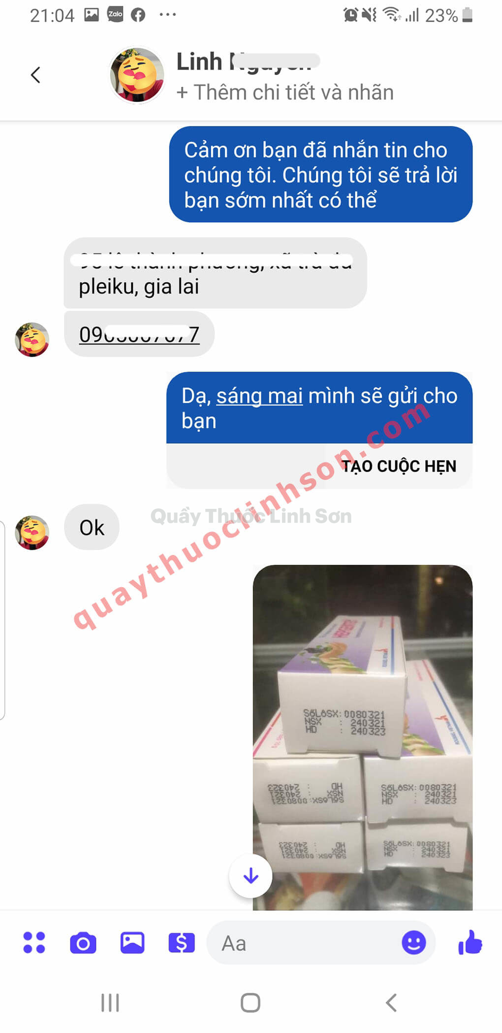 Bạn Linh ở Gia Lai mua 5 tuýp Hepgentex