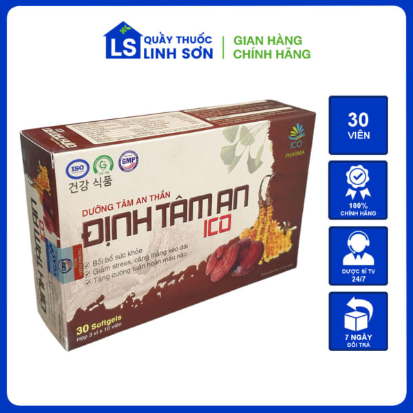 Dưỡng tâm an thần Định Tâm An ICO hộp 30 viên