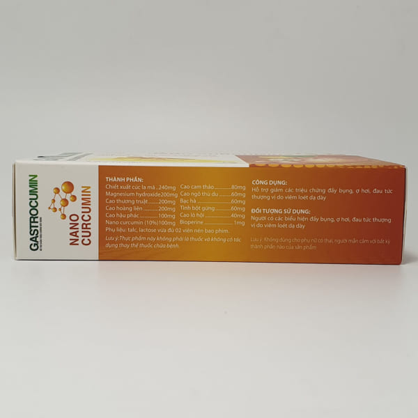Gastrocumin (Nanocurmin Icopharma) - Giảm trào ngược dạ dày, đau, ợ chua, người hay uống rượu bia hộp 30 viên