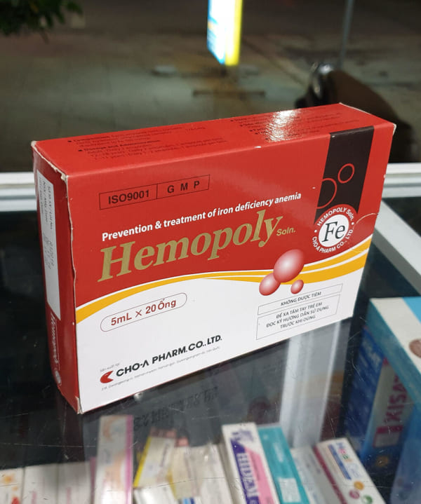 Thuốc Hemopoly – Ngăn ngừa và điều trị thiếu máu do thiếu sắt hộp 20 ống