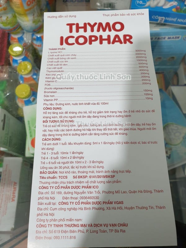 THYMO ICOPHAR - Tăng cường sức đề kháng cho trẻ 20 ống