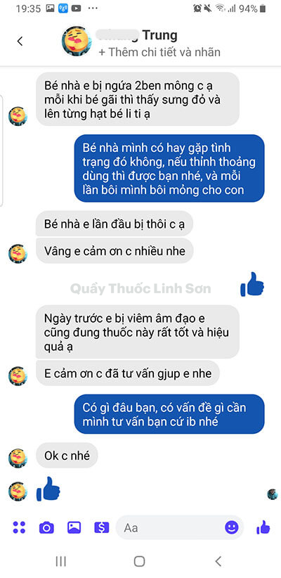 Bạn Nhung (Facebook) hỏi tư vấn về kem bôi Hepgentex cho bé