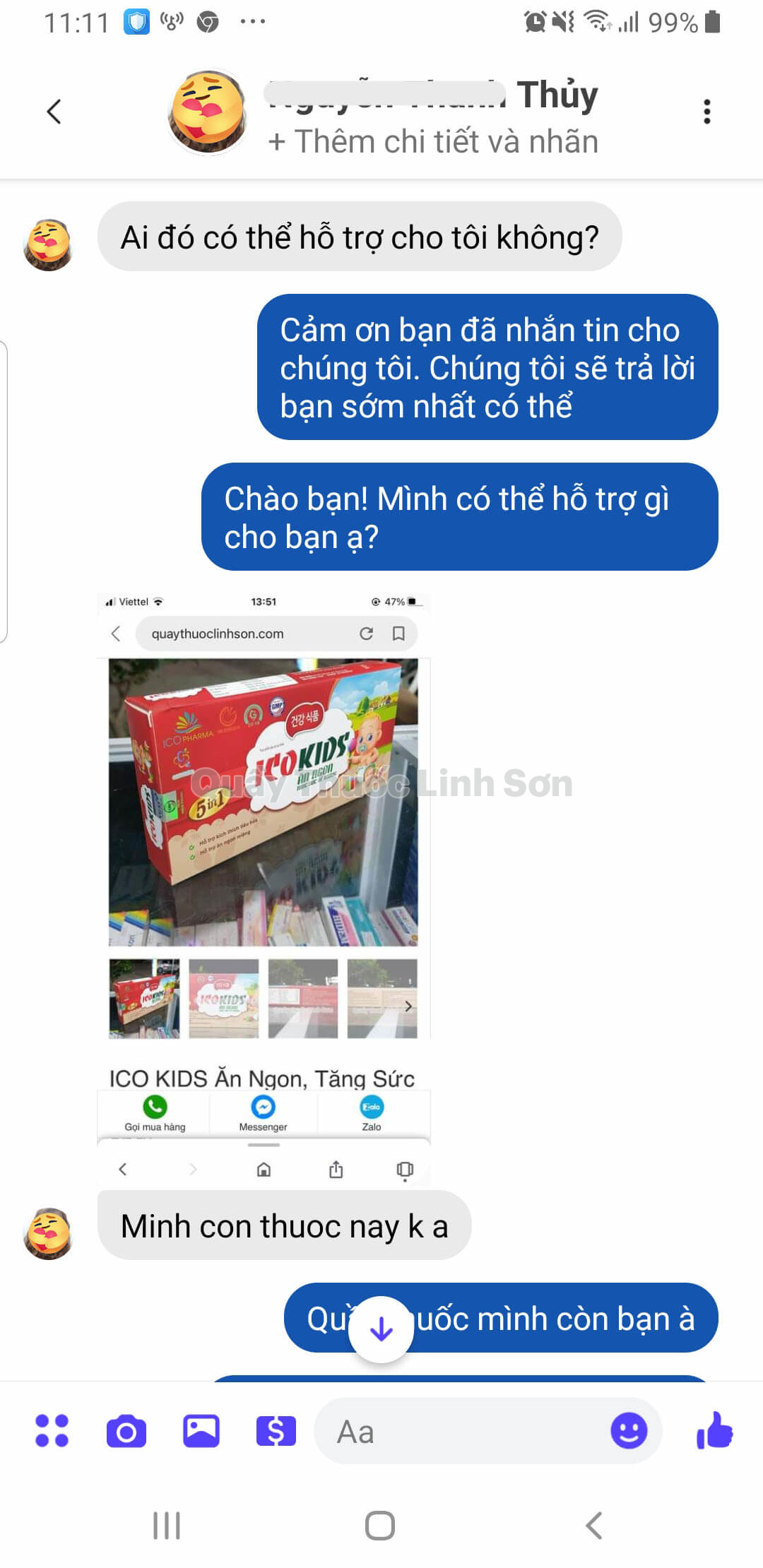 Bạn Thủy ở Hà Nội mua 2 hộp ICO KIDS