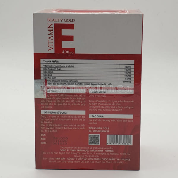 Viên uống đẹp da Vitamin E Beauty Gold 400mg hộp 30 viên