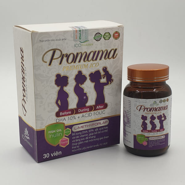 Viên uống bổ sung Vitamin tổng hợp dành cho bà bầu Promama Premium ICO hộp 30 viên