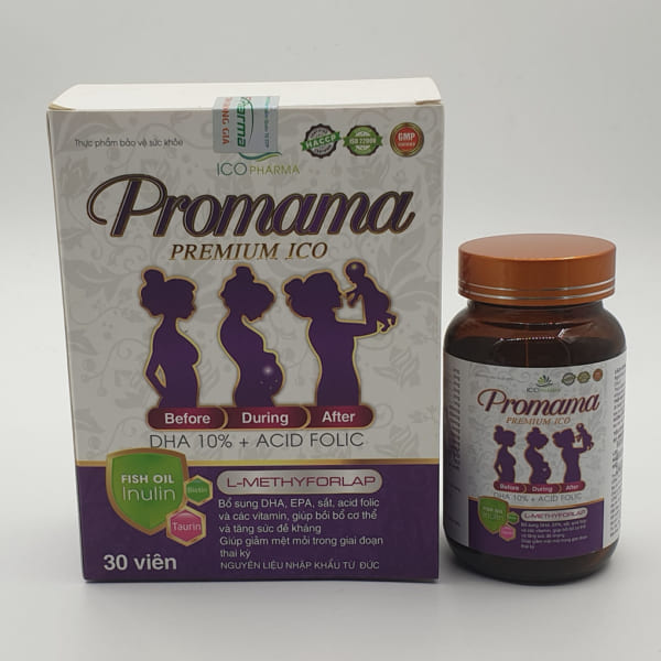 Viên uống bổ sung Vitamin tổng hợp dành cho bà bầu Promama Premium ICO hộp 30 viên