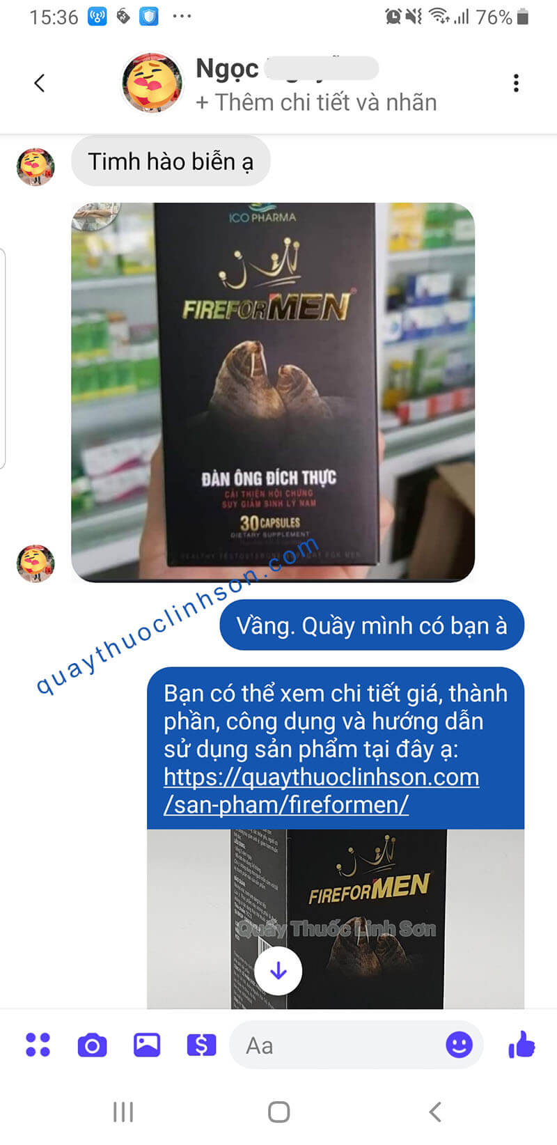 Bạn Ngọc ở Vũng Tàu mua 2 hộp FireforMEN