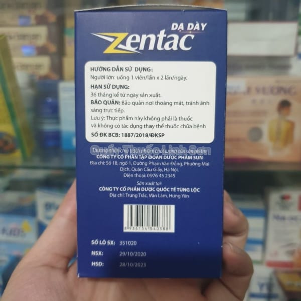 DẠ DÀY ZENTAC - Giảm viêm loét dạ dày, trào ngược (30 viên)