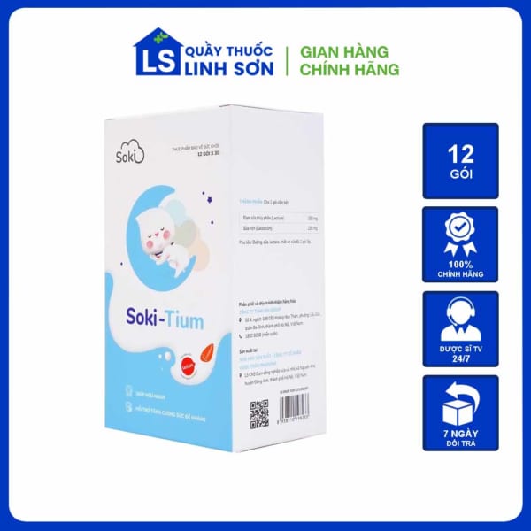 Soki-Tium - Bột hòa tan giúp trẻ ngủ ngon (hộp 12 gói)