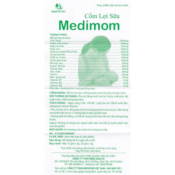 Cốm Lợi Sữa Medimom Medistar 20 Gói x 3G