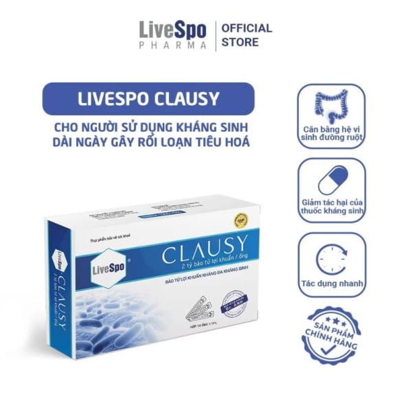 LiveSpo CLAUSY - Hỗ Trợ Giảm Rối Loạn Tiêu Hóa Hộp 10 ống