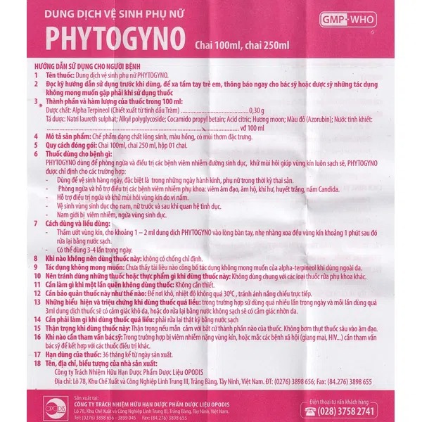 Dung Dịch Vệ Sinh Phụ Nữ Phytogyno (Chai 100Ml)
