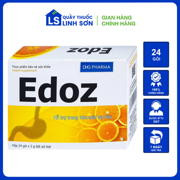 Edoz Dhg Pharma 24 Gói X 2G - Bột Sủi Bọt Hỗ Trợ Trung Hòa Acid Dạ Dày