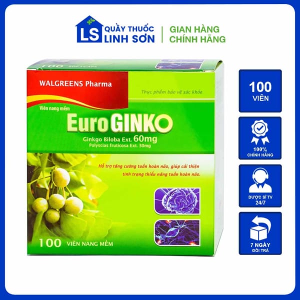 Euro Ginko Gold Hd Pharma 100 Viên - Viên Uống Hoạt Huyết Dưỡng Não