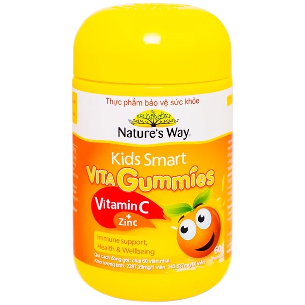 Kẹo Dẻo Kids Smart Vita Gummies Vitamin C + Zinc Nature's Way (Hộp 60 Viên)