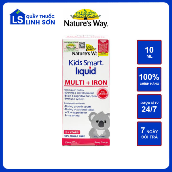 Nature's Way Kids Smart Liquid Multi Iron - Bổ sung sắt và các vi chất nâng cao sức đề kháng cho trẻ 200ml