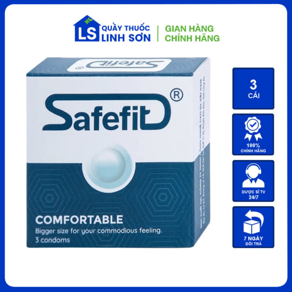 Bao Cao Su Safefit Comfortable S52 Co Giãn Tốt, Nhiều Chất Bôi Trơn 3 Cái