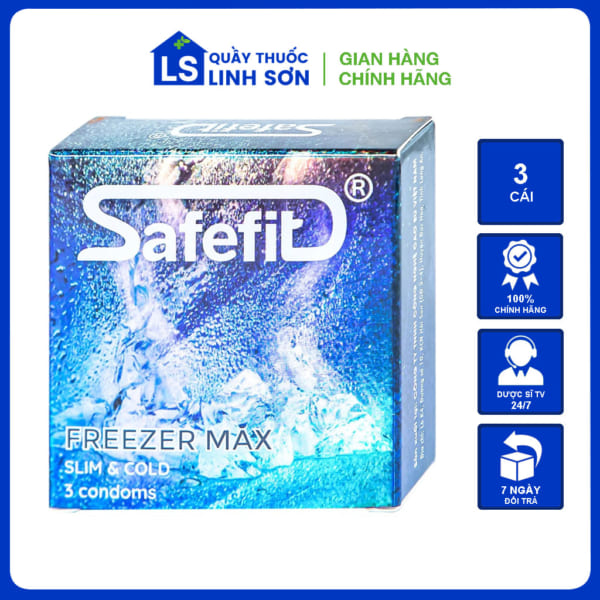 Bao Cao Su Safefit Freezer Max S52 Chứa Nhiều Gel Mát Lạnh Sảng Khoái 3 Cái