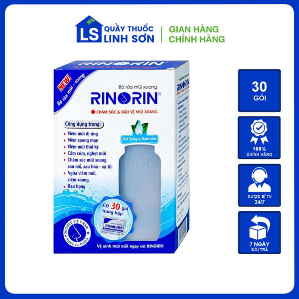 Bộ Nước Rửa Mũi Xoang Rinorin (1 Bình + 30 Gói)