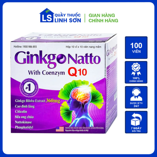 Viên Uống Hoạt Huyết Dưỡng Não Ginkgo Natto With Coenzym Q10 Hộp 100 Viên