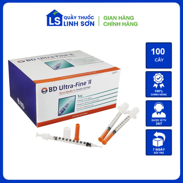 Kim Bd Ultra-Fine Ii 1Ml Becton Tiêm Insulin Cho Người Bệnh Tiểu Đường 100 Cái