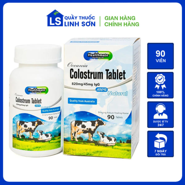 Sữa Non Oceania Colostrum Tablet 820Mg/45Mg Igg Healthmate 90 Viên