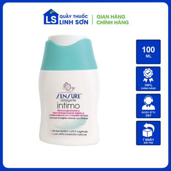 Dung dịch vệ sinh dùng để vệ sinh, giảm mùi hôi vùng kín Sensure' Detergente Intimo (100ml)