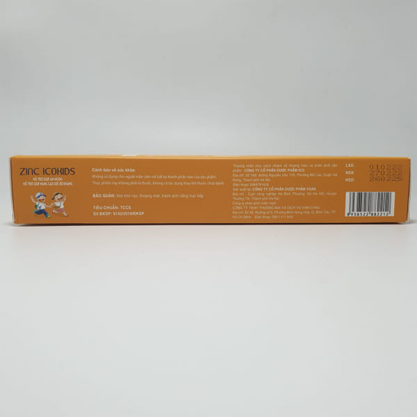 ZINC ICOKIDS Hỗ Trợ Giúp Ăn Ngon, Nâng Cao Sức Đề Kháng Hộp 20 Ống