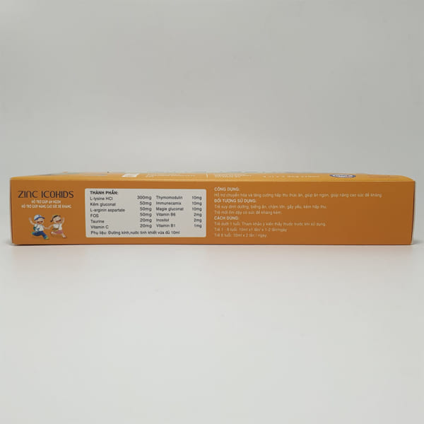 ZINC ICOKIDS Hỗ Trợ Giúp Ăn Ngon, Nâng Cao Sức Đề Kháng Hộp 20 Ống
