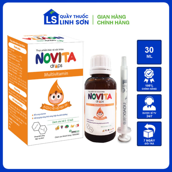 Novita drops bổ sung vitamin thiết yếu dạng nhỏ giọt cho trẻ hộp 30ml