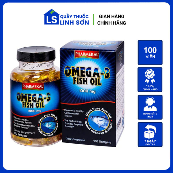 Dầu cá Omega-3 Fish Oil 1000mg Pharmekal giúp sáng mắt, tốt cho tim mạch (100 viên)