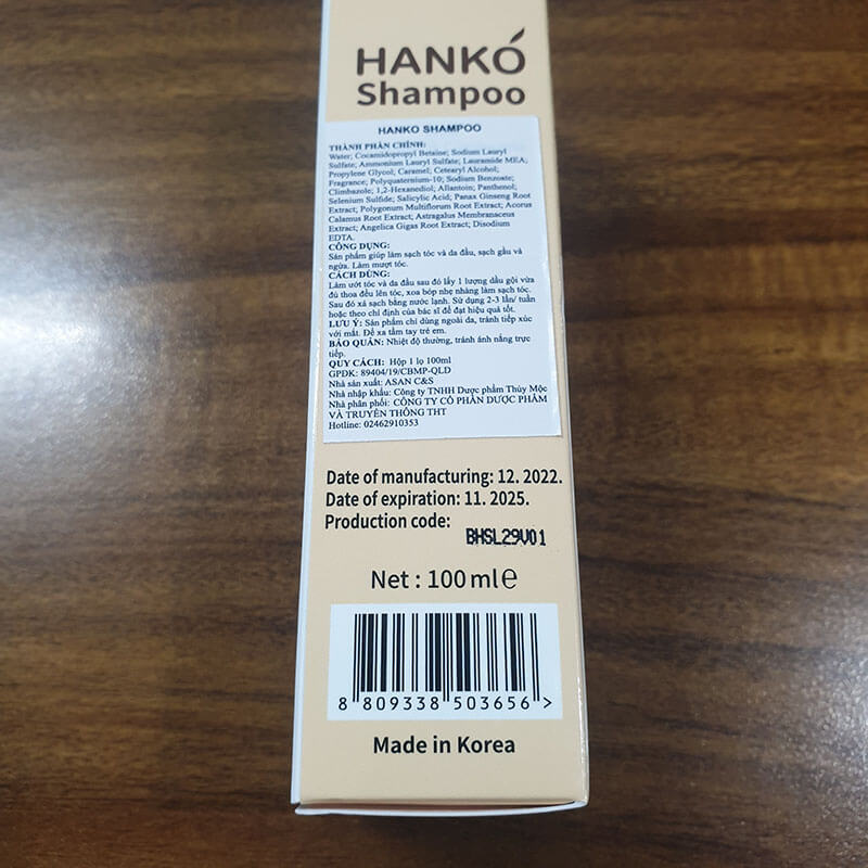 Hạn sử dụng dầu gội hanko shampoo cập nhật tháng 07-2023
