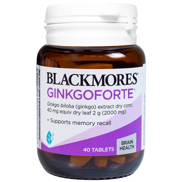 Viên uống Blackmores Ginkgoforte cải thiện lưu thông máu não (40 viên)