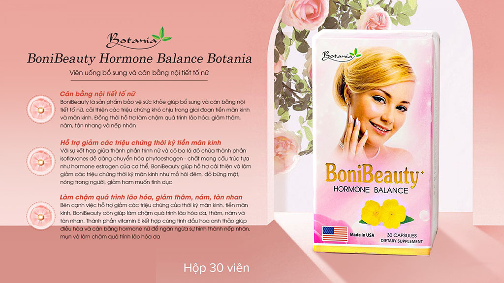 Viên uống BoniBeauty Hormone Balance Botania cân bằng nội tiết tố nữ (30 viên)